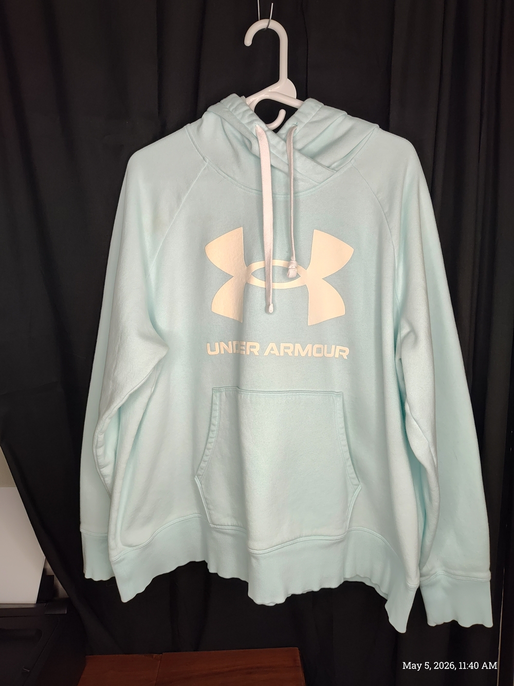Under Armour Cozy 2XL Light Blue Pullover Hoodie with White Logo